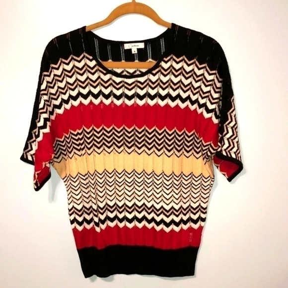 Carducci size medium petite knit Sweater Geometric striped multi color polyester - Picture 1 of 10
